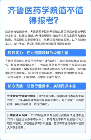2025齐鲁医药学院专科招生简章：专业目录、计划招生人数及学费
