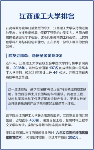 江西理工大学排名全国最新第几位（历年排名趋势图）