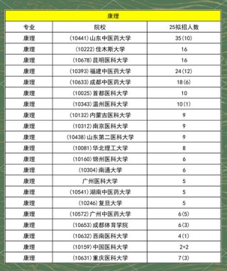 康复物理治疗专业大学排名