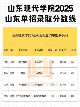 山东现代学院在安徽录取分数线2025年是多少（2025~2023近三年分数位次）