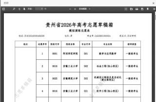 贵州高考志愿填报样表模板2026（免费下载）