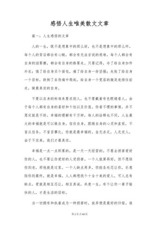 一段感悟人生的文章，人生的感悟之旅，从心出发的探索