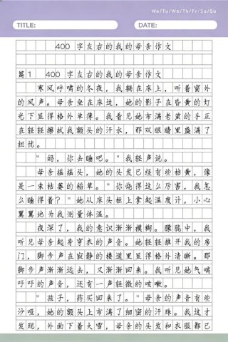 高中作文我的母亲400字作文左右