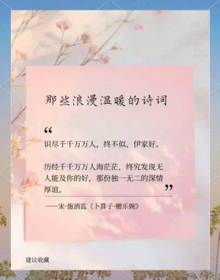 一些美到窒息的诗词情话，简短且有诗意，深情走心，让人一眼沦陷