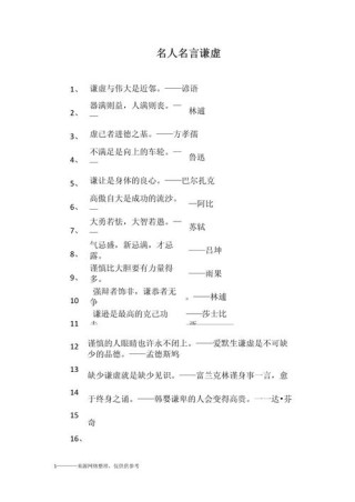 「语录」关于谦虚的100则警句名言