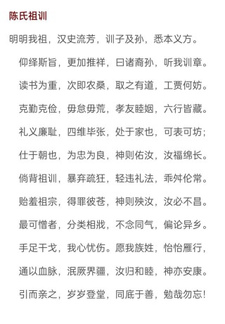 中华陈氏家训目录