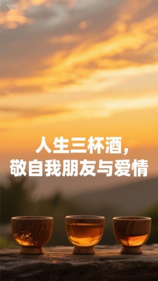 敬往事，待人生，敬往事，善爱情，三杯酒，余生不回头
