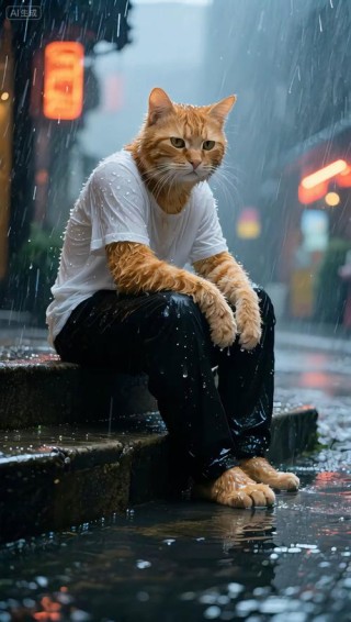 在雨中