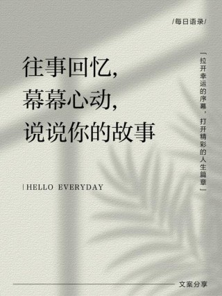 回忆往事的感慨：触目所及皆是回忆，每段往事都是故事，藏着人生