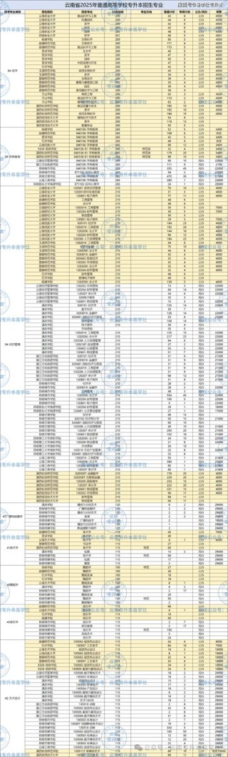 云南财经大学2025本科招生简章：计划招生人数、专业目录及学费