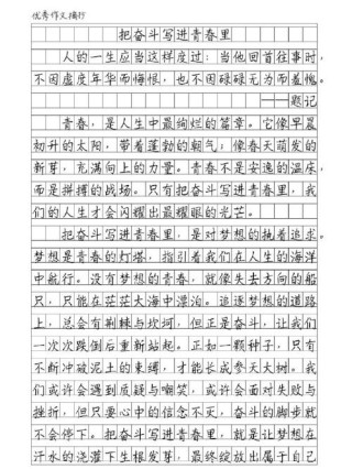 2023高考备考Ⅰ名校模考金题解析导写范文《把奉献写进青春里》