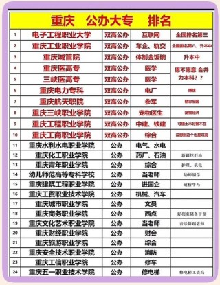 重庆实力最强的民办大专有哪些？附排名
