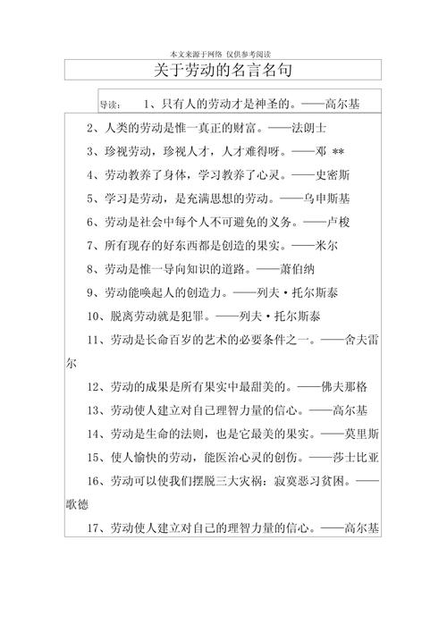关于劳动的名言,劳动的荣耀,名言荟萃 第1张 关于劳动的名言,劳动的荣耀,名言荟萃 第1张