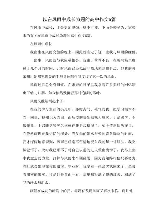 风雨中我的独白高一作文 第1张 风雨中我的独白高一作文 第1张