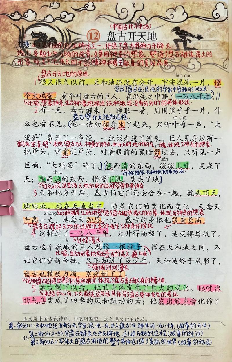小学四年级语文上册《盘古开天地》知识点,图文解读资料 第1张 小学四年级语文上册《盘古开天地》知识点,图文解读资料 第1张